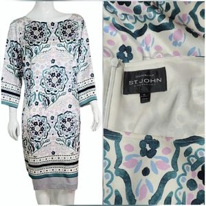 $1095 ST JOHN BOUTIQUES Silk "Brushstroke" Dress